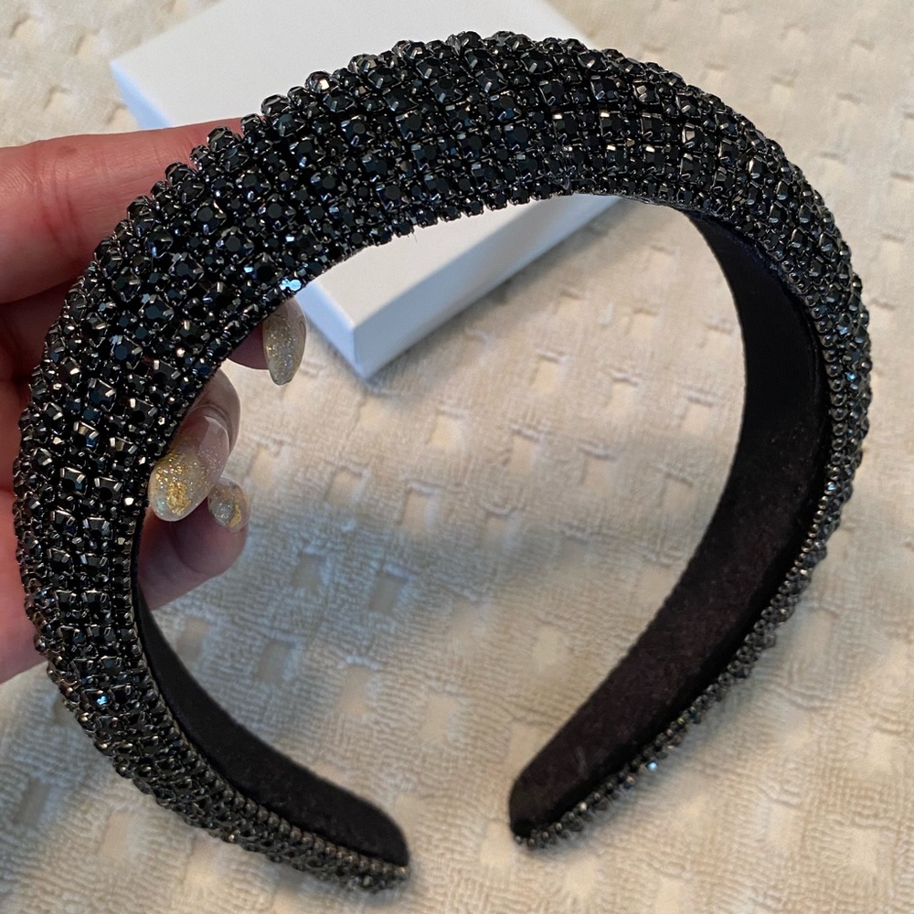 New Black Rhinestone Embellished Headband